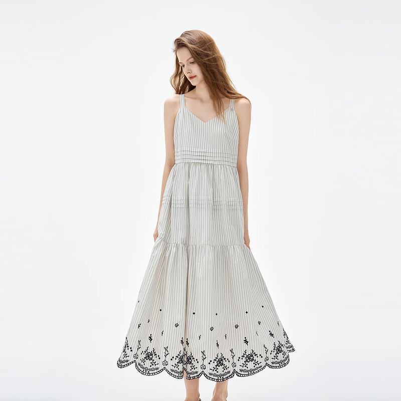 ELLE 2026 Summer Embroidered A-Line Maxi Dress S