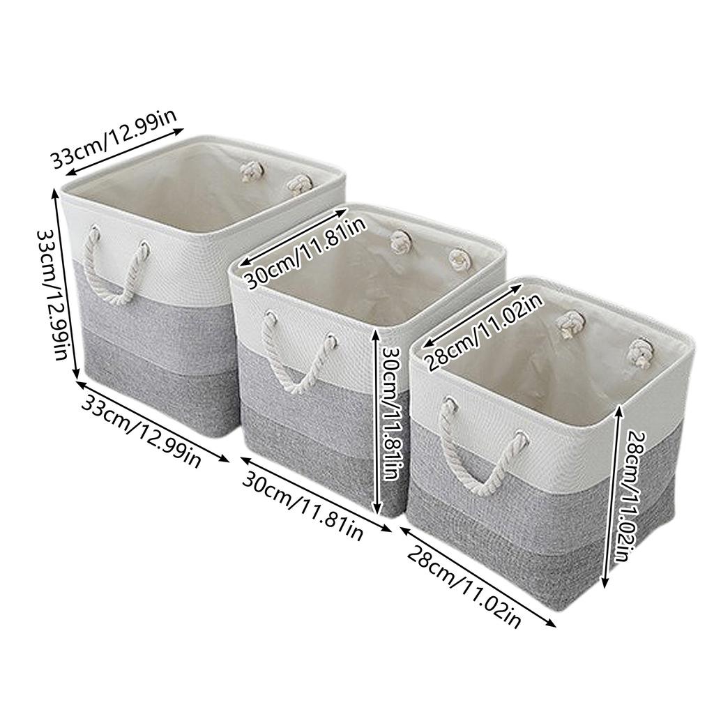 Large Foldable Storage Baskets with Cotton Rope Handles Linen Blend Toy & Clothes Organizer Bin
