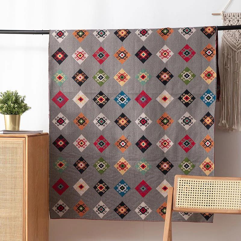 Ethnic Style Fabric Geometric Pattern Yarn Dyed Washable Jacquard Fabric for Home Textile DIY Sewing Background Decoration Cloth