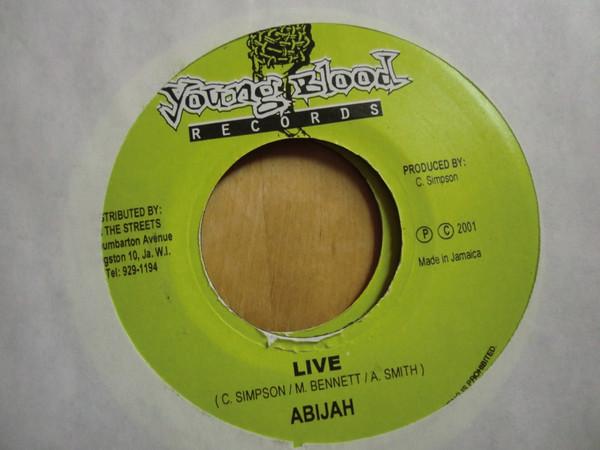 

7inch Record ABIJAH - Live NONE Young Blood Rec 2001 Jamaica Reggae, Ska & Dub Used