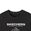 Skechers Comfortable Loose Fit Printed Breathable Short Sleeve Drop Shoulder T-Shirt Women tops Carbon-Black L225W160-0018