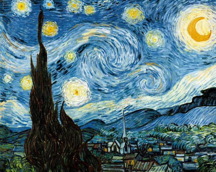 Van Gogh's Starry Night Oil Canvas Wall Art for Bedroom & Living Room Decor