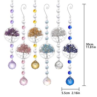 Tree of Life Crystal Suncatcher Hanging Catcher Pendants Wind Chimes Rainbow Prism Window Drop Bell Christmas Tree Home Decor