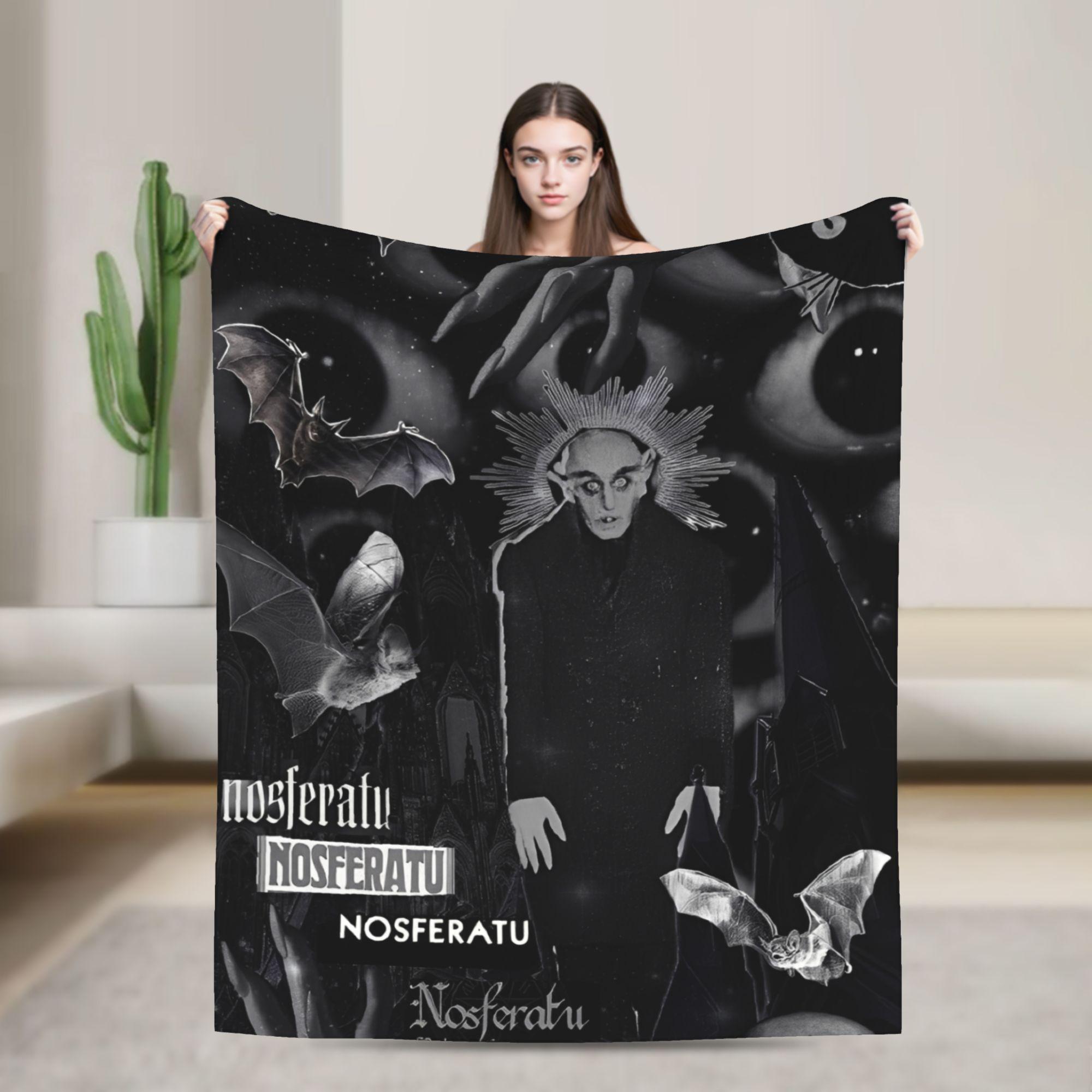 

Nosferatu Vampire Dracula Flannel Throw Fashion Blanket Horror Movie Halloween Bedding Throws Knitted Fashion Blanket Office Thin Multifunct 75x90cm