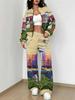 Grid New Autumn And Winter New European And American Women'S Clothing Striped Printing Suit Women