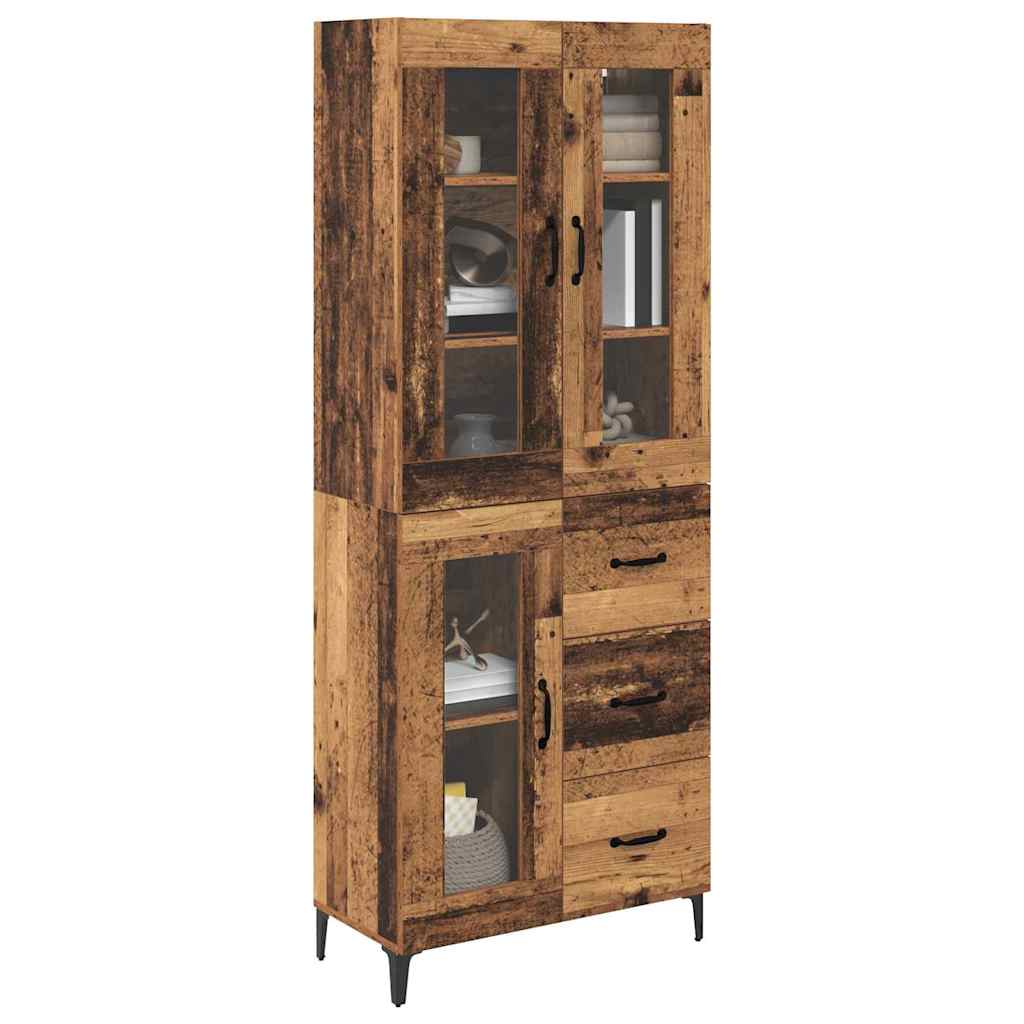 Wall Mounted Highboard Reclaimed Wood Look 69.5 x 34 x 180 cm Engineered Wood