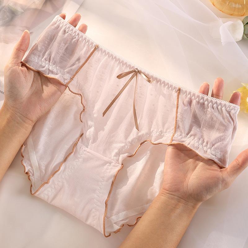 Big Size Female Summer Ultra Thin Sexy Sweet Pure Cotton Ice Silk Antibacterial Briefs