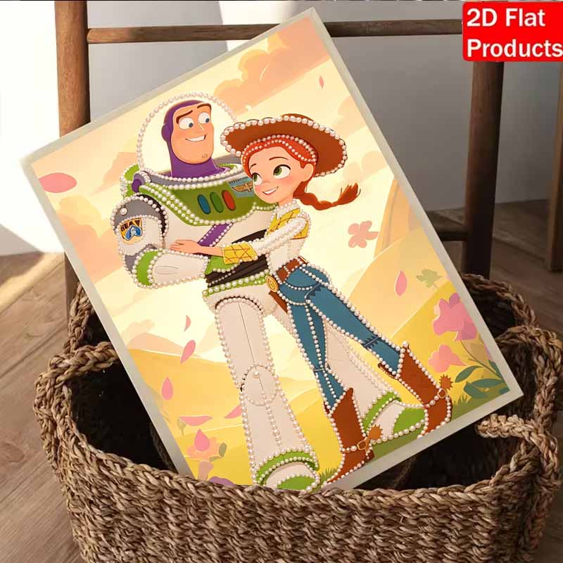Disney Pearl Painting Toy Story Buzz Lightyear and Tris Handmade DIY Pearl Gem Painting Pictures Crafts Special Shape Home Wall Decoration