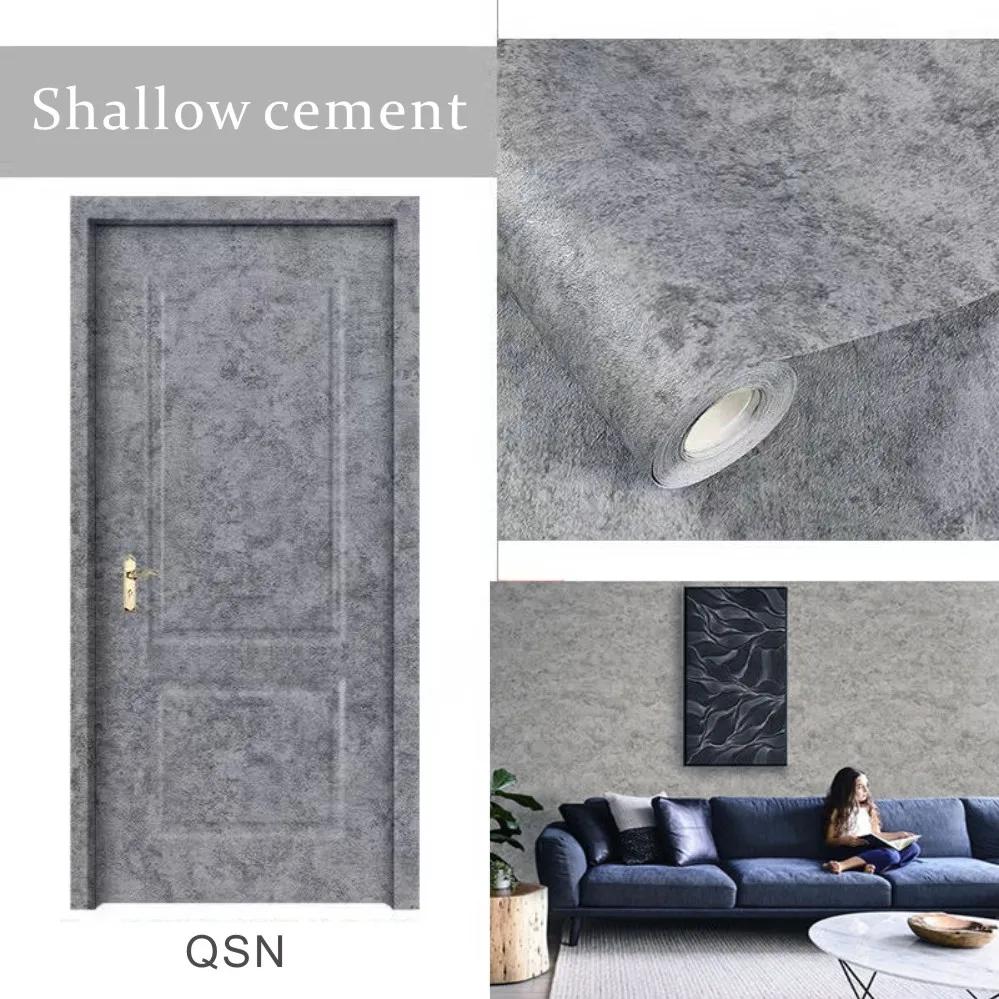 80cm Width Self-Adhesive Cement Gray Waterproof Wallpaper Solid Color Dormitory Bedroom Wall Sticker Closet Furniture Renovation