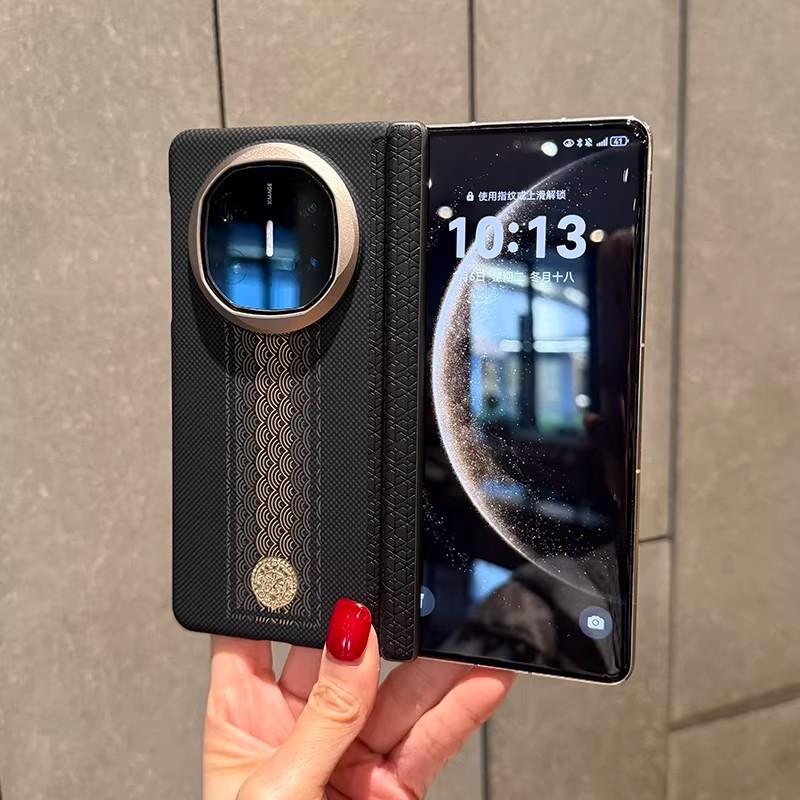 Applicable To Huawei MateX1 Huang Caishen Mobile Phone Case X1 Magnetic Carbon Fiber Pattern X1 Central Axis Hinge Anti-drop  Case