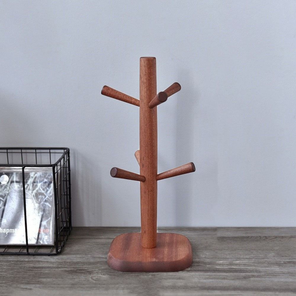 Drewniany pionowy uchwyt na papier w rolce Oszczędzający miejsce Stojak do zawieszania kubków Stojak do przechowywania chusteczek Użycie w kawiarni