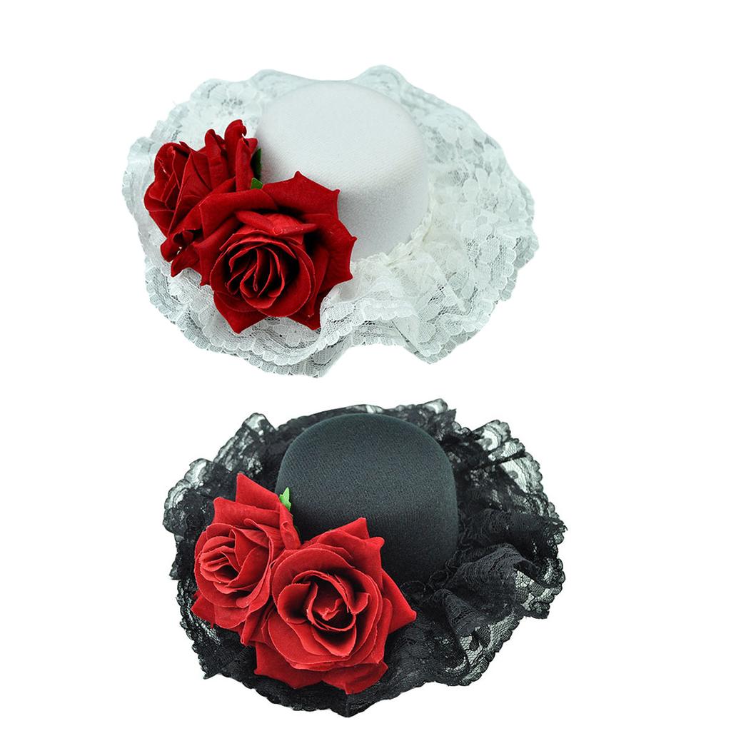 Lightweight Polyester Top Hat Headdress Gothic Floral Hair Accessory Daily Use Costume Party Wedding Event
