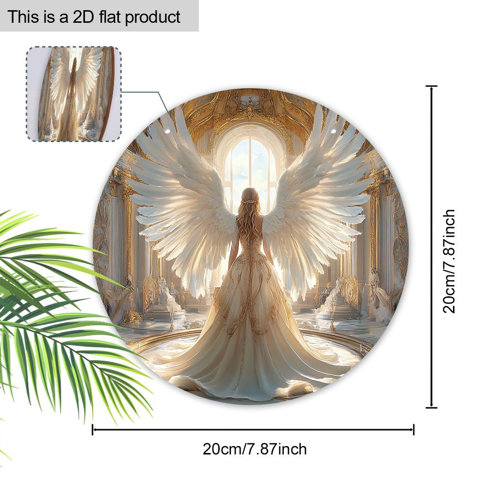 Pendant with a pattern of the back of an angel, decoration of home walls or doors, 2d flat wooden, Christmas decoration, gifts for friends and family