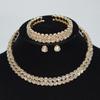 Gold & Silver Rhinestone Jewelry Set: Choker, Bracelet, Stud Earrings, & Necklace