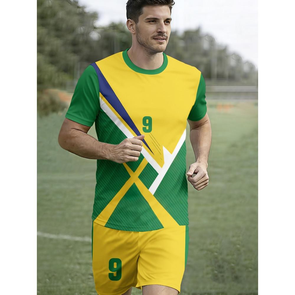 

Men S Spring And Summer Sportswear Featuring a Round Neck Football S