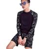 2 Piezas/Set Bañador Unisex Secado Rápido Transpirable Suave Estampado de Hojas Cuello Redondo Mangas Largas Ropa de Surf para Parejas Traje de Baño para Buceo Ropa de Baño para Deportes Acuáticos