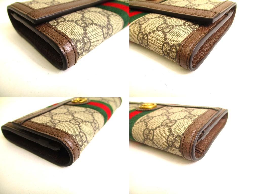 Autentická GUCCI GG DIY Ophidia hnědá kožená peněženka Kontinentální peněženka #a106