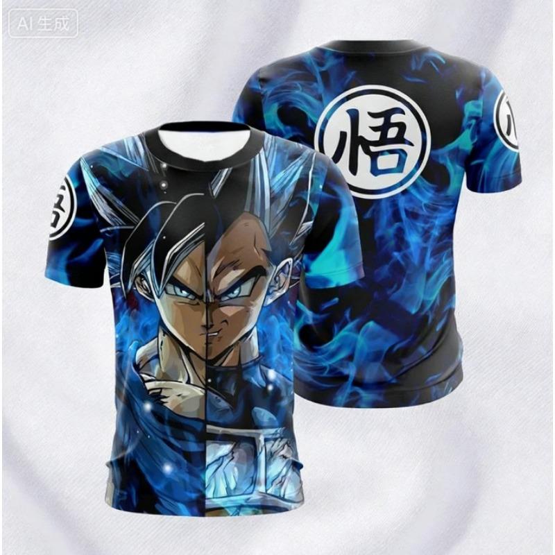 2026 New Men's Football Jersey Dragon Ball 3D Printed T-shirt, Children's Animated Short Sleeved Jersey,