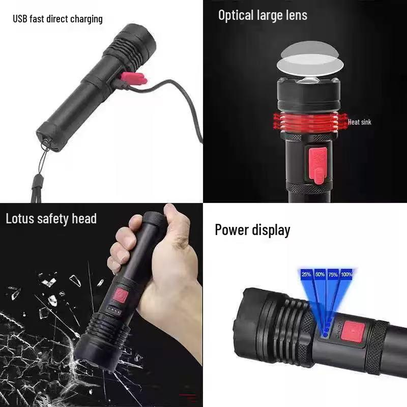 USB Rechargeable Multi-Function LED Flashlight: Super Bright, Long-Range, Portable, Durable