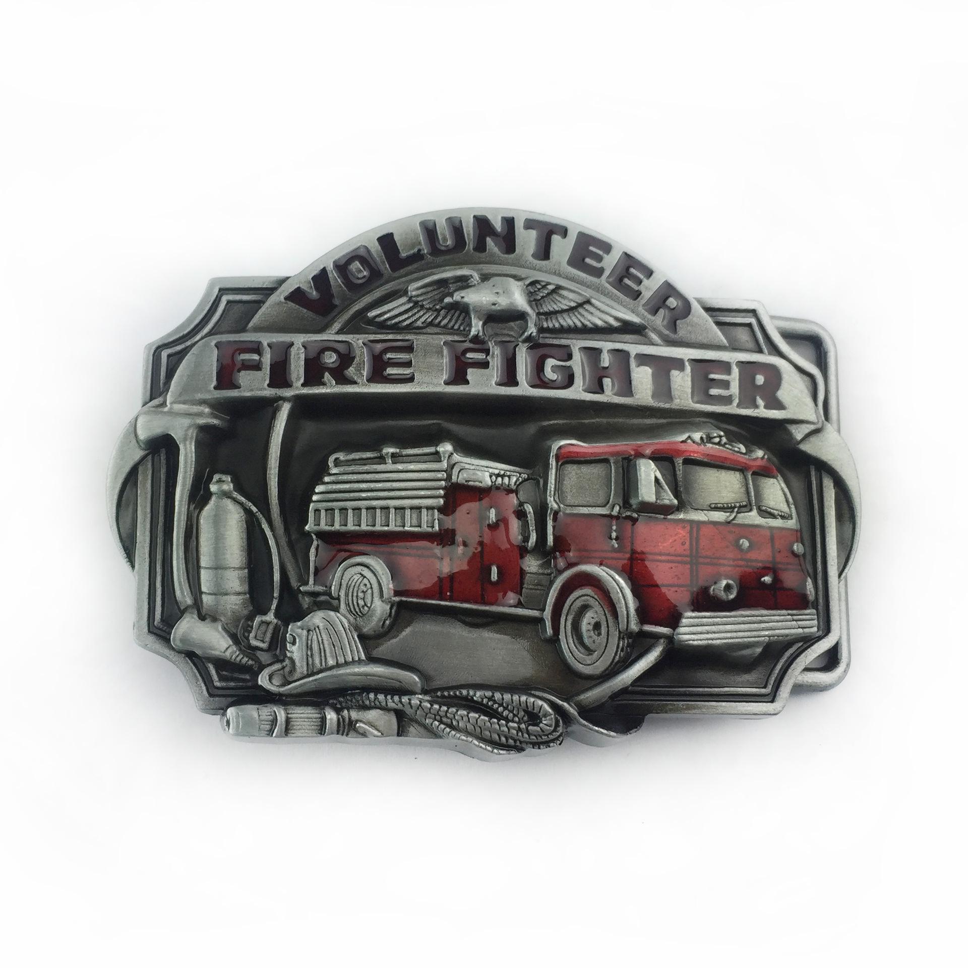 Fire Alarm Series Cowboy Alloy Belt Buckle: Smooth, Stylish Western Fire Brigade Design