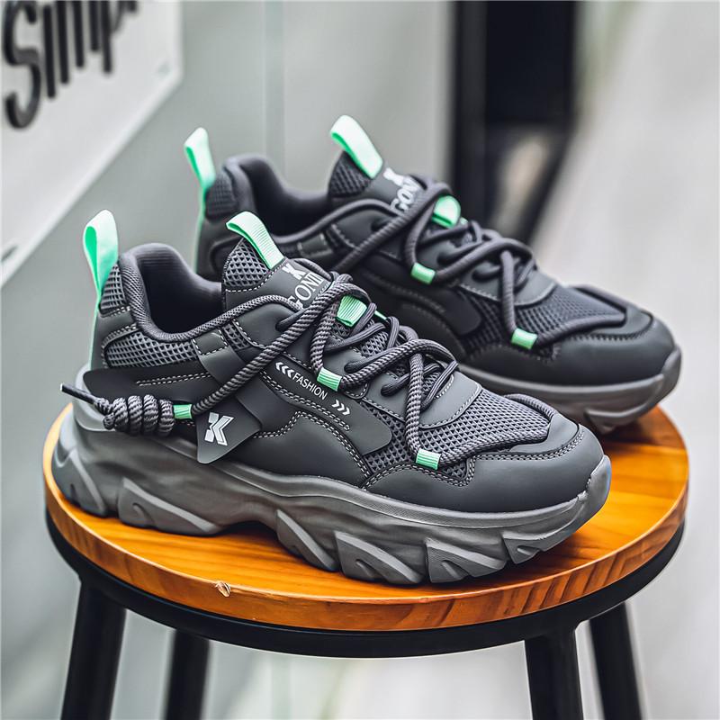 Retro Hong Kong style dad shoes men's summer breathable mesh sports shoes soft sole wear-resistant lightweight casual running trendy shoes