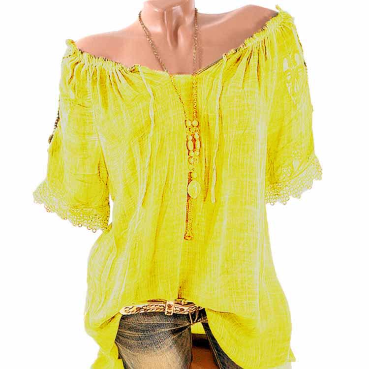 2020 Women's Summer Sheer Off-Shoulder Short-Sleeve Top