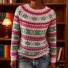 Dame Sweater Rund Hals Langærmet Patchwork Farve Pullover Toppe Løstsiddende Efterår Vinter Strik Toppe Strikvarer
