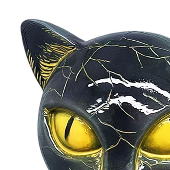 Cat Head Figurine Black Cat Stone Hand-Carved Healing Stone Resin