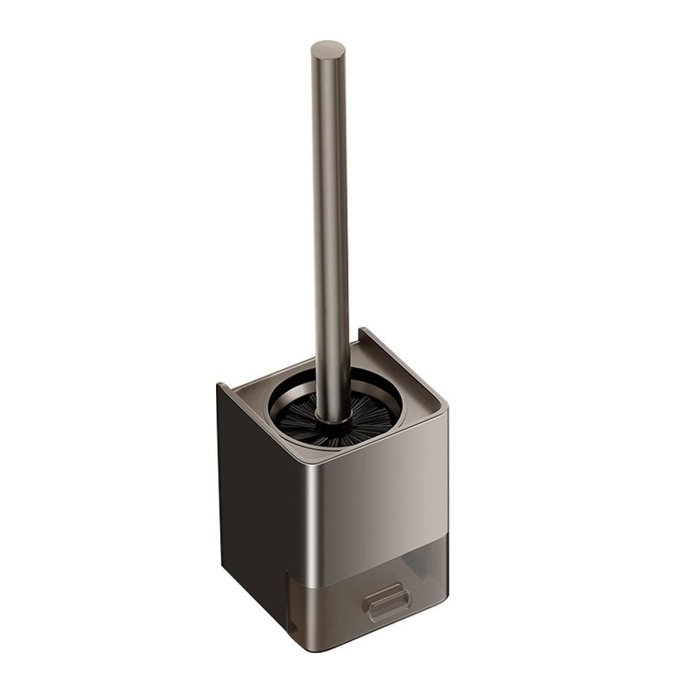 Aluminum Toilet Brush Holder No Drill Hole Free Wall Mounted Toilet Brush Space Saving Wall Mounted Cleaning Set Household