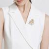 Fashion Pearl Maple Leaf Rhinestone Brooches For Women Elegant Metal Fixed Clothing Pins Daily Jewelry Accessories