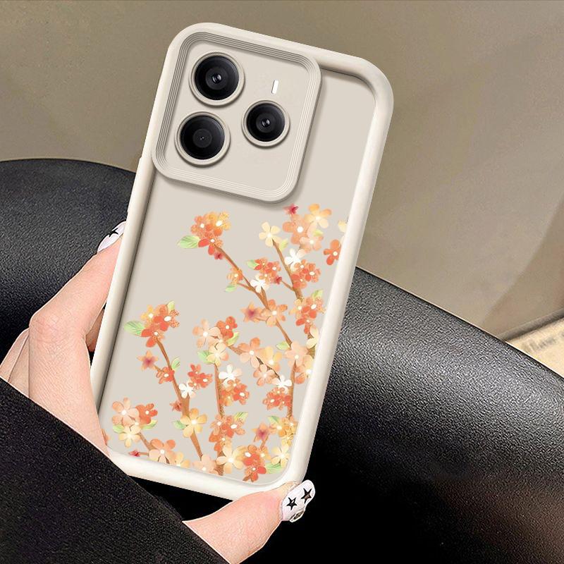 Orange Blossoms Floral Pattern Case For Xiaomi 14T 13T 11T Pro Funda Redmi Note 14 13 Pro 5G 4G 12 11 Shockproof Bumper Silicone Cover