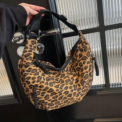 Nische Leopardenmuster Leinwand Knödeltasche Sportlich Europäischer und Amerikanischer Spice Girls Trend Vielseitig Einzelne Schulter Umhänge Speicher Tasche Mode Tasche