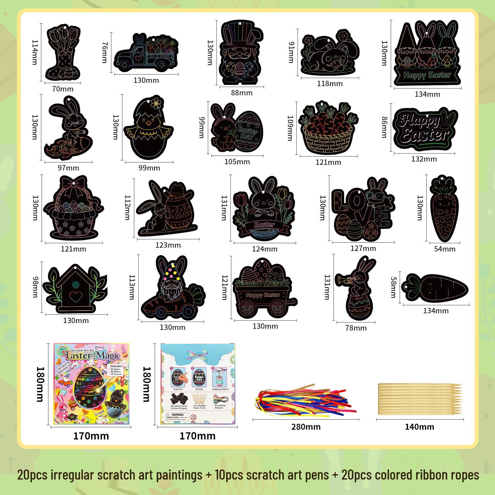 

New Stock Kids Colorful Easter Scratch Art Set: Ornaments & Party Props