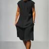 Completo Chic con Maglione Senza Maniche Uomo Estate Gilet Largo T-shirt Pantaloncini Uomo Completo Uomo