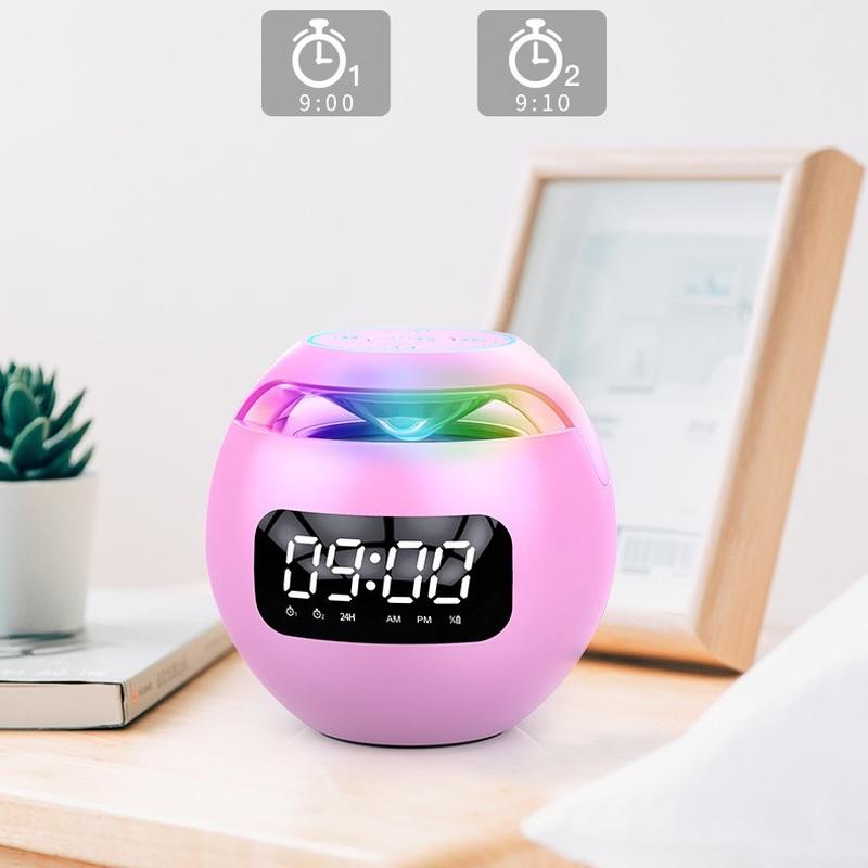 Multifunctional 5W Bass Bluetooth 5.0 Wireless Speaker with Clock Alarm Colorful LED Display FM Radio