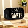 Dart-Themen-2D-bedruckte doppellagige Klappdeckel-schwarze Federtasche - Schulbeginn-Essentials-Stiftebox, Tägliche multifunktionale Kosmetiktasche, Großes Fassungsvermögen
