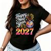 Happy New Year  Family Womens TShirt  Cotton Funny Graphic Short Sleeve Tee Novelty Shirt Casual Crew Neck Top SXl