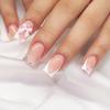 French Bow-Edged White Wearable Rectangle Nails - False Nail Art Patches