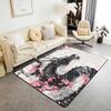 Japanese Samurai Cat Print Area Rug, Red Sun & Ancient City Design Non-Slip Floor Mat for Living Room Bedroom Home Decor Carpet