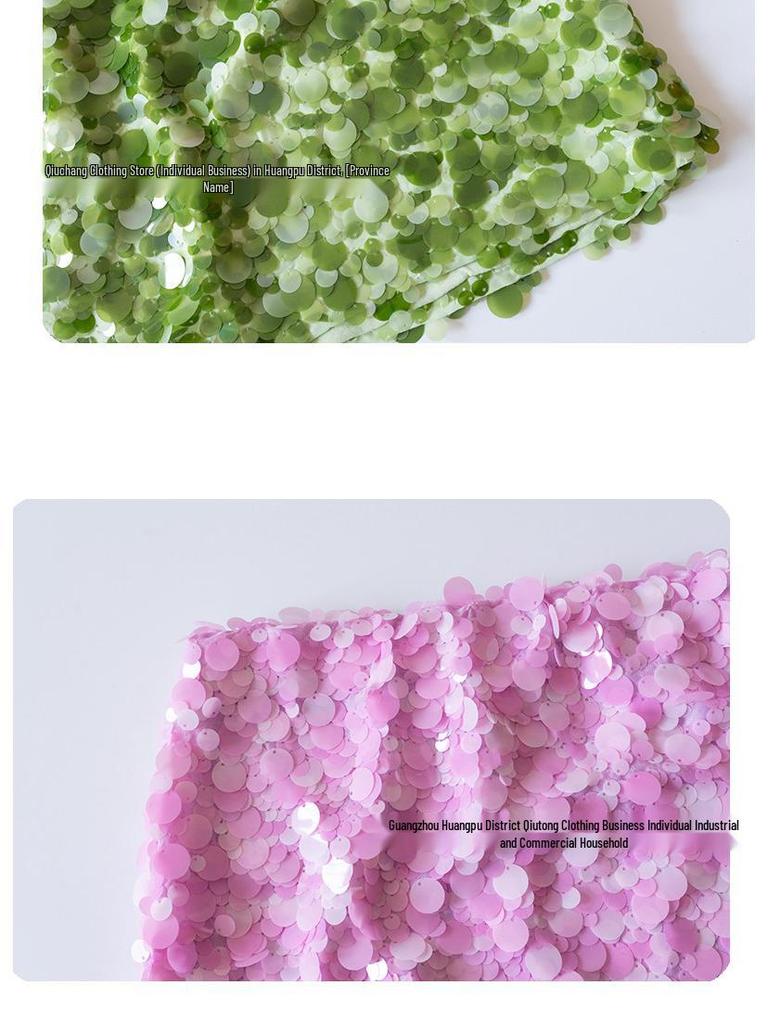 Elegant Blue Sequin High Waist Slimming Short Skirt