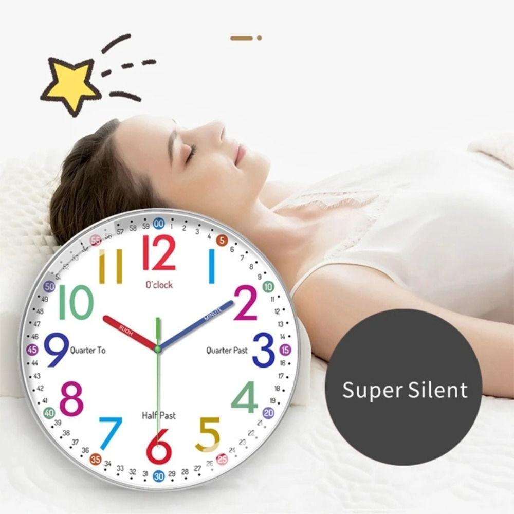 

10 inch Early Education Wall Clock Punch-free Learning Clock Creative Electronic Color Clock Kids