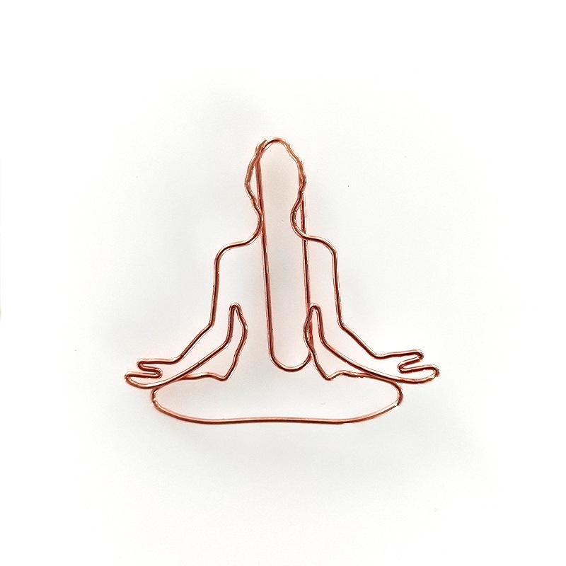 

Rose Gold Yoga Person Brooch - Creative Cartoon Paperclip Design 60x58x1.2mm розового золота