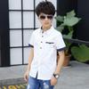 Camicie per ragazzi della scuola Camicette a maniche corte per ragazzi Abbigliamento per bambini Colletto rovesciato in cotone Top per bambini 5 7 9 11 13 15 anni