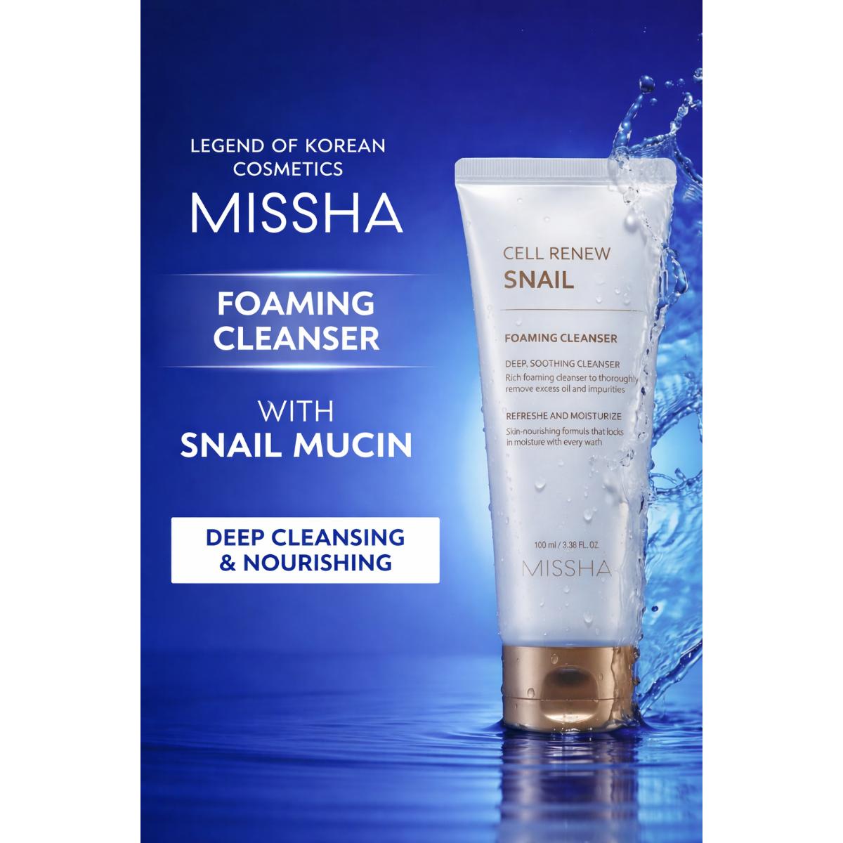 MISSHA Cell Renew Snail Moisturizing Cleansing Foam with Snail Mucin, 100 ml 100ml
