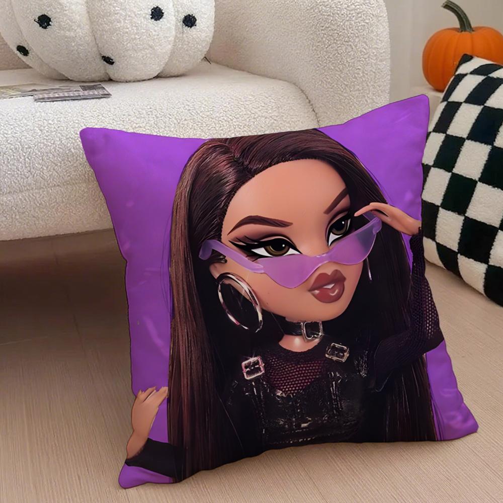 Stylish American Fashion Doll BBratz Cushion Cover Throw Pillow Cover Hidden Button Durable Polyester Chair Cushion