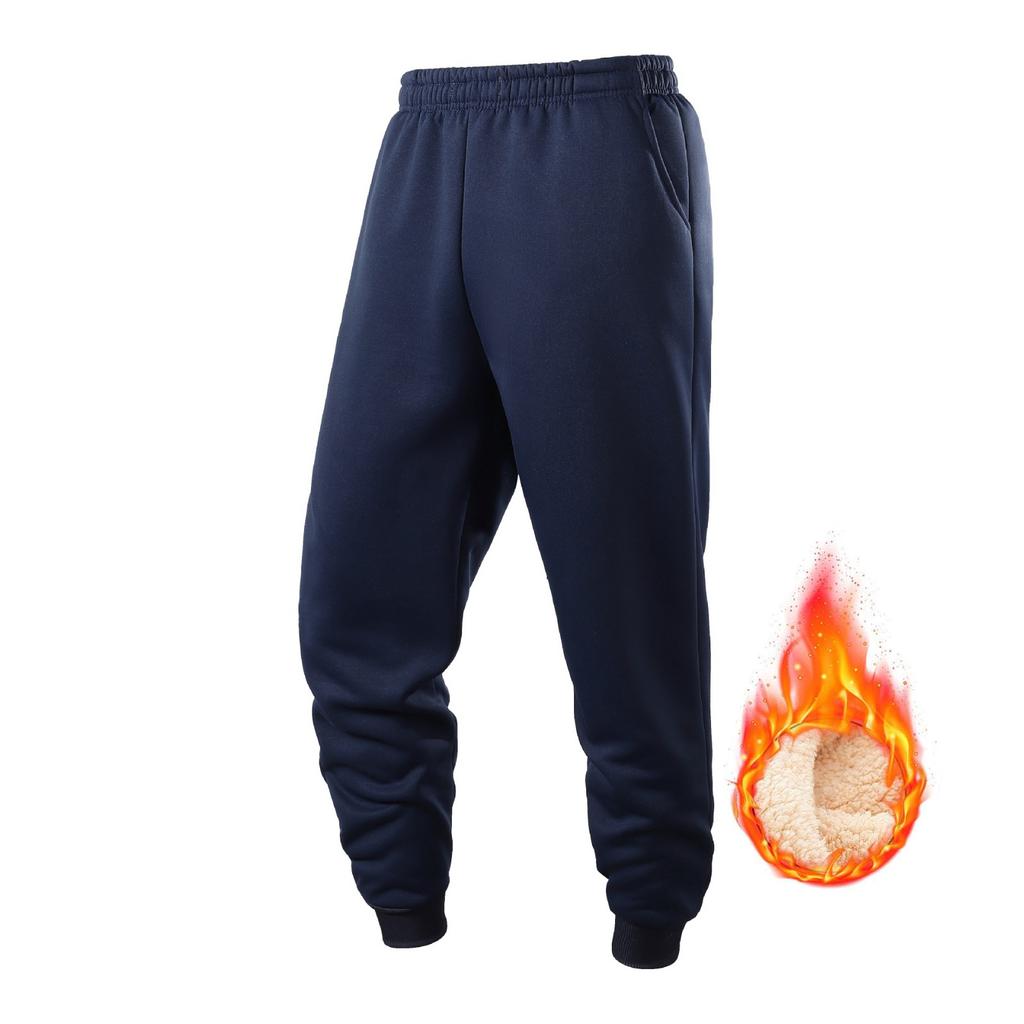 Men's Solid-color Casual Sport Tight-fitting Pants, Men's Fleece Warm Drawstring Tight-fitting Sweatpants