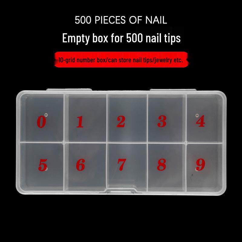 

500-Piece Semi-Transparent Nail Art Tip Storage Box - Flat Bottom for False Nails & Jewelry