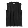 Men's 220g Pure Cotton Sleeveless Japanese T-Shirt with Print - Trendy Solid Color Vest