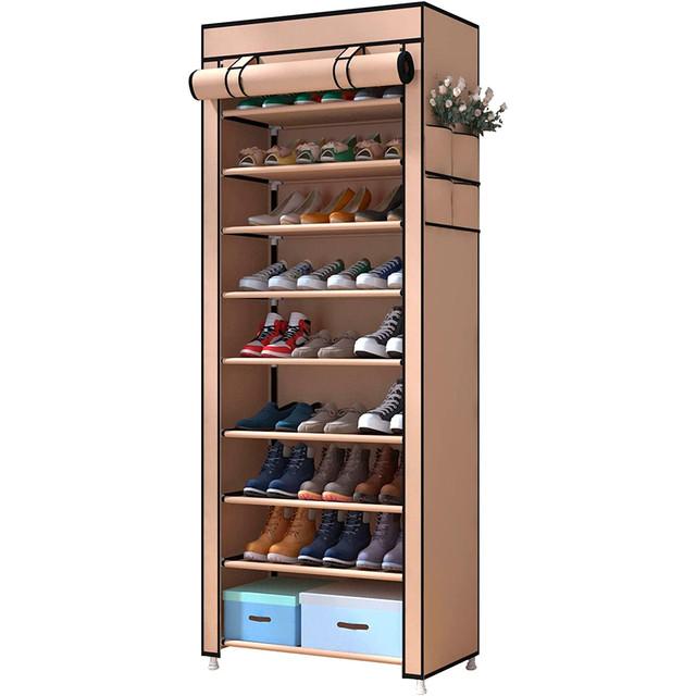 Armario Zapatero Tela con Puertas Cremallera Nyana Home 160x60x30cm marrón
