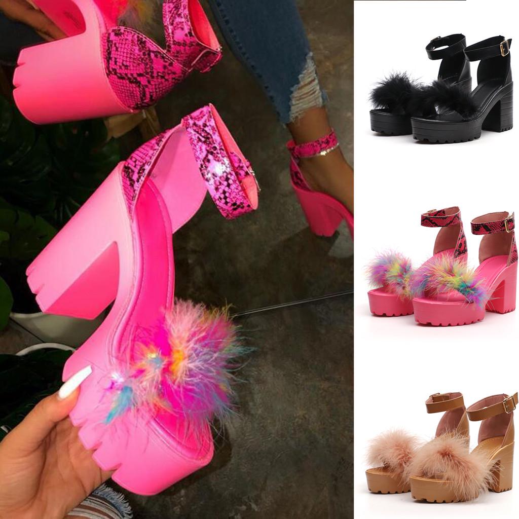 

Женские модные повседневные сандалии с открытым носком и пряжкой, туфли на высоком каблуке